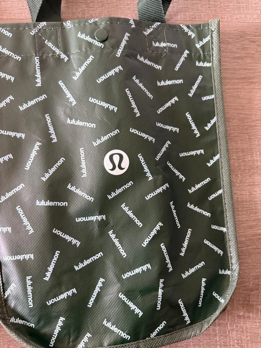 lululemon Set of 2 athletica Olive Green and Red Logo Reusable Tote